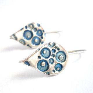 blue enamel teardrop earrings by ali bali jewellery