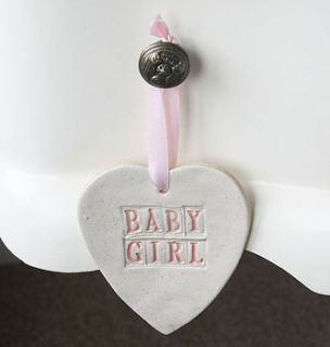 ceramic hanging heart for baby boy or girl by juliet reeves designs