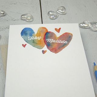 personalised notepad with hearts by xoxo stationery