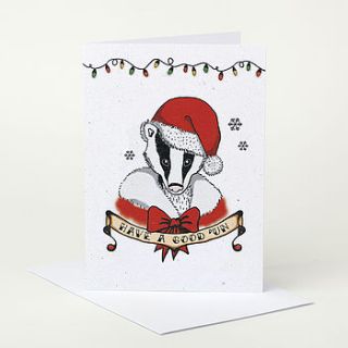 badger christmas card by sophie parker