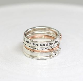 personalised stacking rings with rose gold by notes