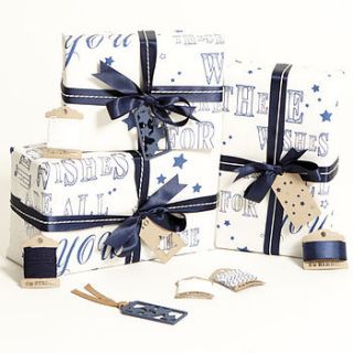 recycled white 'these wishes' wrapping paper by sophia victoria joy