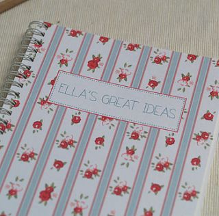 personalised rose stripe notebook by this is pretty