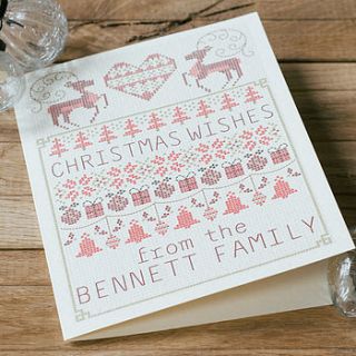 personalised cross stitch christmas card by milly's cottage