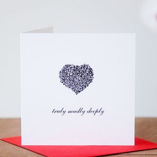 'truly madly deeply' valentine's card by twenty seven