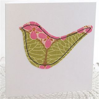 handmade fabric bird card by edamay