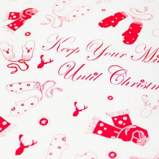 'mitts off' white christmas wrapping paper by sophia victoria joy