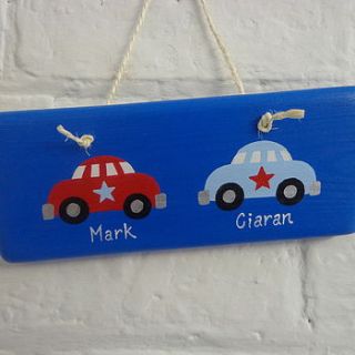 personalised car door sign for twins by giddy kipper