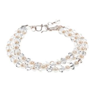 crystal and pearl three strand bracelet by vivien j