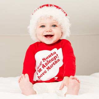 personalised 'santa i'm asleep' top by percy and nell