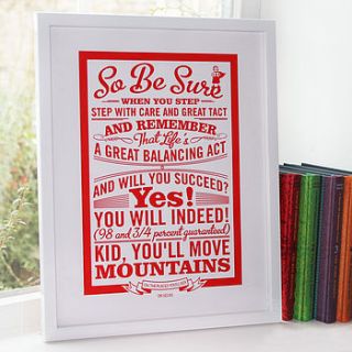 'oh the places you'll go' dr seuss print by chatty nora