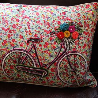 bicycle shabby chic cushion by london garden trading