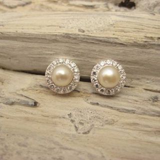 pearl and cubic zirconia eternity earrings by tigerlily jewellery
