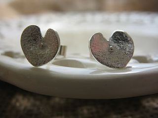 silver heart studs by lucy kemp jewellery