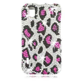 Talon Full Diamond Bling Cell Phone Case Cover Shell for LG LS855 Marquee (Leopard  Silver / Pink)   Sprint,Boost Mobile Cell Phones & Accessories