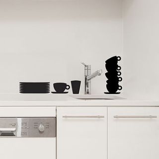stack of dishes wall sticker by rabbit & gold