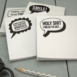 set of four blurbs notepads by xoxo stationery