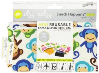 Itzy Ritzy Snack HappensSnack Mini Reusable Snack Bag, Funky Monkey Remix, 2 Count Baby