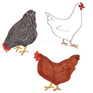 chickens art print by jo clark design