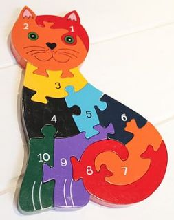 wooden cat number jigsaw by posh totty designs interiors