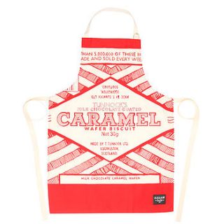 tunnock's caramel wafer wrapper apron by gillian kyle