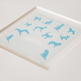 'raining cats and dogs' letterpress print by emma lee cheng