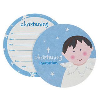 christening boy (8 coaster invitations) by aliroo