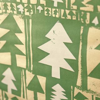 trees hand screen printed wrapping paper by mintprint