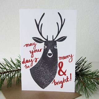 'merry and bright' christmas stag card by stephanie cole design