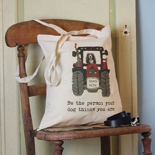 personalised your dog in a tractor tote bag by snapdragon