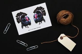retro turkey christmas card by lime lace
