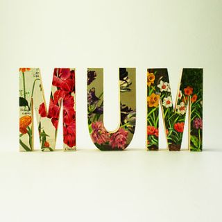 vintage floral mum letters by bombus