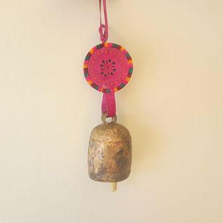 brass and leather bell windchime by the fairground