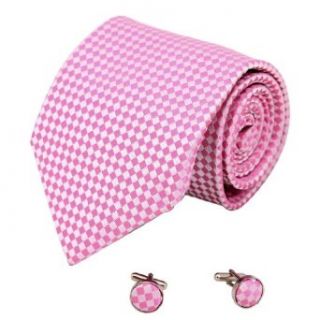 Pink checkers mens dress silk tie cufflinks White Valentine gift for him fashion set A2108 at  Men�s Clothing store