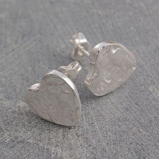 silver organic heart earrings by otis jaxon silver and gold jewellery