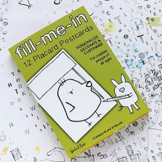 'fill me in' 12 blank postcards by world of moose