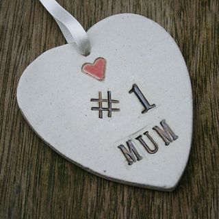 number one mum hanging heart gift by juliet reeves designs