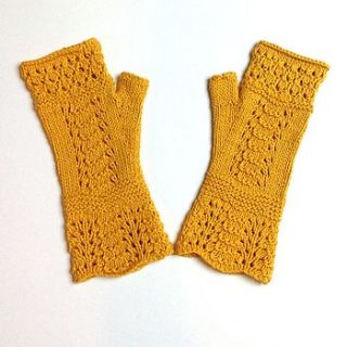 organic cotton lace fingerless mittens by stella james