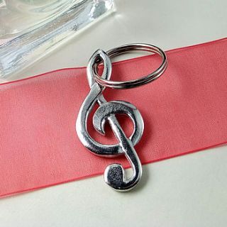 pewter treble clef keyring by multiply design