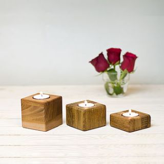 set of oak tea light holders by wooden toy gallery