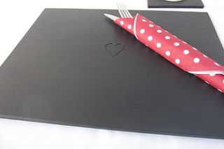 heart engraved welsh slate placemats by grasi