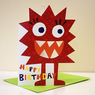little monster monty birthday card by nella