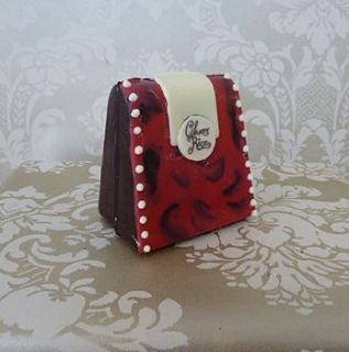 small chocolate handbag baroque christmas red by clifton cakes