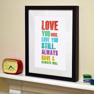 'love you once' typography print by oakdene designs