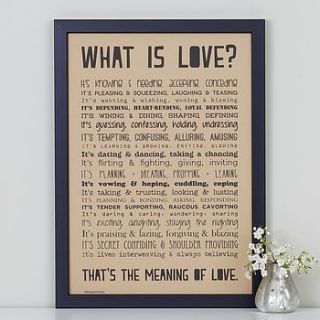 'what is love?' poem print vintage style by bespoke verse