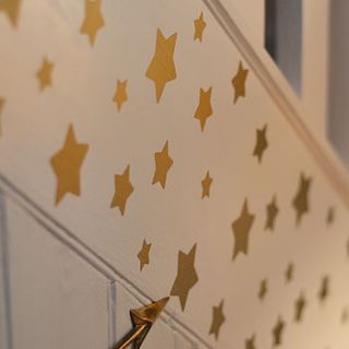 'gold star' christmas wall sticker set by oakdene designs