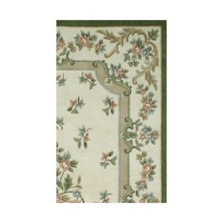 American Home Rug Co. French Country Aubusson Ivory/Emerald Floral Rug