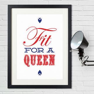 personalised british 'fit for a queen' print by rosie may creative