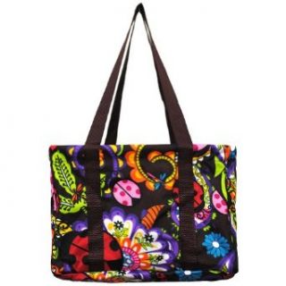 Small Collapsible Lady Bug Flower Print Utility Tote Bag Clothing