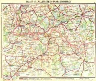 GERMANY Allenstein Marienburg, 1936 map   Wall Maps